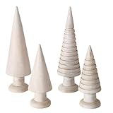 4 STK Deko Weihnachtsbäume | Holz | Weiss