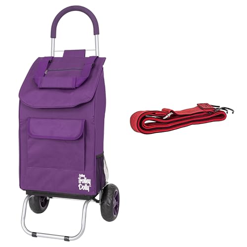 Image of dbest Products Trolley Dolly Purple Bungee Cord Bundle Foldable Shopping cart for Groceries with Wheels and Removable Bag and Rolling Personal Handtruck Standard, 1 Unit