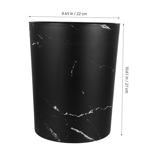 Caneca de basura rectangular con patrón mármol negra miniatura 2