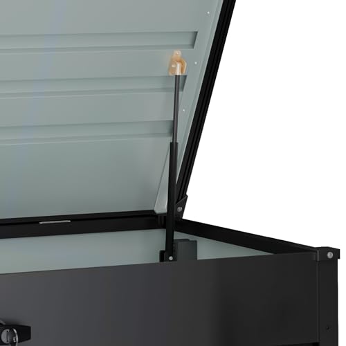 Hoggar - Gartenbox Metall XL 450 Liter - Robuste Stärke 0,40mm – Wetterfest Outdoor - Schlüssel enthalten - Klappbarer Deckel - Inklusive Boden - Gartentruhe Wasserdicht - 120x61x62cm