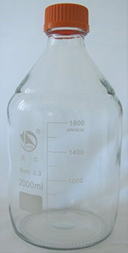 Borosilicate Glass Round Lab Media Storage Bottles, Tissue Culture Media Bottle, with Cap, Autoclavable (1000 ml)