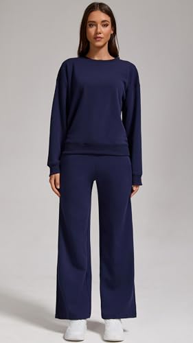 Women’s 2-Piece Oversized Sweatshirt and Jogger Sweatpants Tracksuit Set - Cozy Fall/Winter Casual Outfit with Pockets4