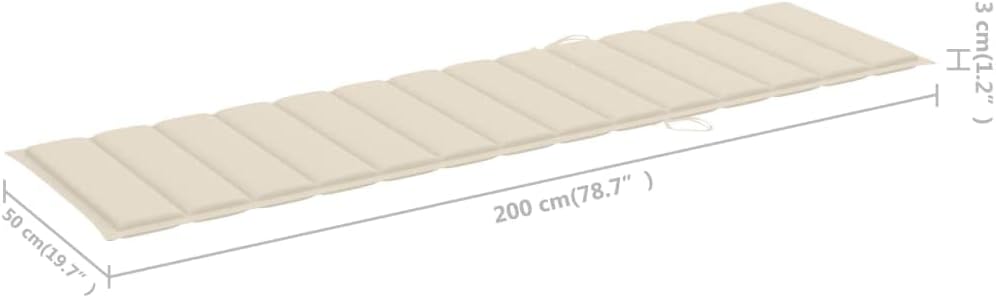 Sun Lounger Cushion,Outdoor Chaise Lounge Cushion, Patio Furniture Cushion,Universal Seat Cushions,with Ties,Wear-Resistant,Durable,Cream 78.7"x19.7"x1.6" Fabric(Priority Delivery)