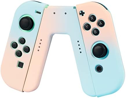 Joy-Con Charging Grip for Nintendo Switch Controllers,MYCHEER Comfort Joycon Grip Controllers Portable Gradient V-Shaped Handle for Switch Joy-con,Speed Charge While Play (Pink Blue)