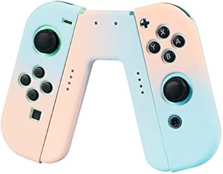 Joy-Con Charging Grip for Nintendo Switch Controllers,MYCHEER Comfort Joycon Grip Controllers Portable Gradient V-Shaped Handle for Switch Joy-con,Speed Charge While Play (Pink Blue)