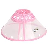 THAIN エリザベスカラー 水玉 ボタン式 犬猫用 エリザベスカラー 猫 ソフト 軽量 皮膚病 傷口保護 去勢手術 避妊 3サイズ3色 ペット介護用 (M, ピンク)