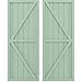 Ekena Millwork ARW102BF621X78SGH Americraft Six Exterior Real Wood Two Equal Panel Framed Board-n-Batten Shutters w/Double Z-Bar (Per Pair), 21"W x 78"H, Seaglass