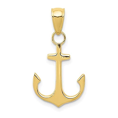 Real 10kt Yellow Gold Anchor Pendant