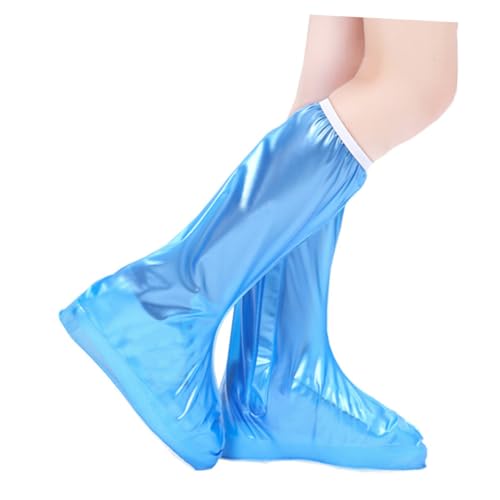 MUCKLILY Waterproof Shoe Cover Rainproof Day Adult Tall Overshoe High Outdoor Covers Ankle Women Impermeable Over The Shoe Rain Boots Rainy Long Protector Snow Waterproof Boots Blue