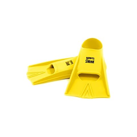 BORN TO SWIM Kids Silicone Short Fins • Soft and Light Swimming Flippers for Children • Non-slip Grip • [Yellow, 27-29] Cover