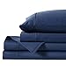 Anne Klein Reverie 100% Cotton Anti-Microbial Solid Sheet Set, Full, Navy