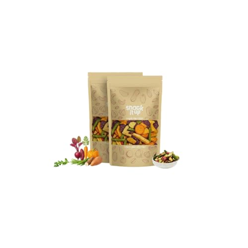 Image of Snack It Up Vacuum-Crisped Mix Vegetable Chips (90gm x 2) | Healthy Chips, Lightly Salted- Low Sodium | 8 Real Dehydrated Air Fried Healthy Vegetable Snacks |Guilt ‑Free & Low Oil , Non - GMO | Vegan, Plant Based, No Palm Oil Chips, Zero Preservatives Snacks for Kids /Adults | Healthy Chips, Lightly Salted Low Sodium, 8 Real Dehydrated Air Fried Healthy Vegetable Snacks, Guilt-Free & Low Oil, Non-GMO