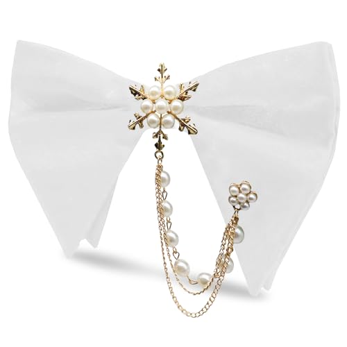 Image of Oversized Bow Ties for Men, Adjustable Bow Tie Pre-tied Bowties Pearl Decoration Bowtie for Tuxedo Wedding Party Prom