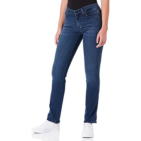 7 For All Mankind Women's Kimmie Straight Bair Eco Jeans, Dark Blue, 26W x 26L Cover