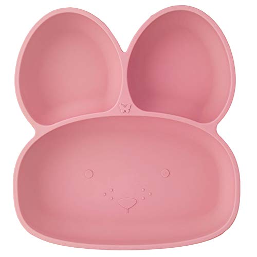 Image of Elk and Friends Bunny Silicone Suction Plate for Babies & Toddlers | Stainless Steel Spoon | Divided Plate | Easter Fun | 4 Colors