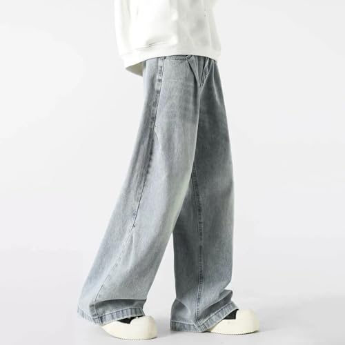 Men's Vintage Baggy High Waist Jeans Motion Relaxed Straight Jean with Pockets3