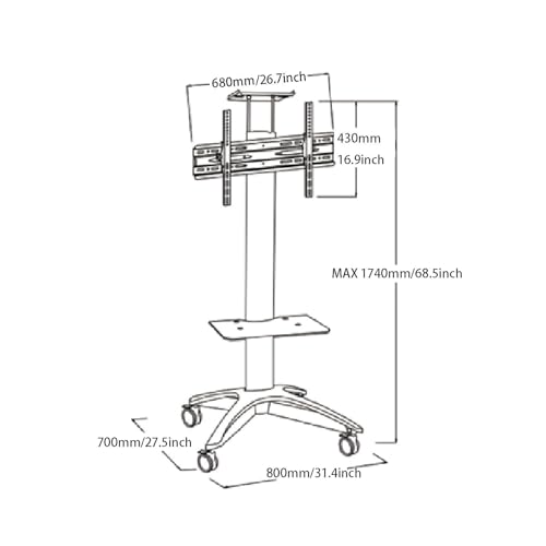 Soporte móvil para TV con ruedas para pantallas de 32 a 70 pulgadas miniatura 2
