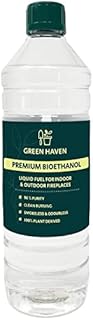 GREEN HAVEN Premium Bioethanol Fuel  Bio Ethanol Liquid Fuel for Fires Pits, Fireplace | High Purity Clean Burning Bioethanol | Indoor & Outdoor Ethanol Fuel | Bioethanol Fuel Liquid (1 Litre)