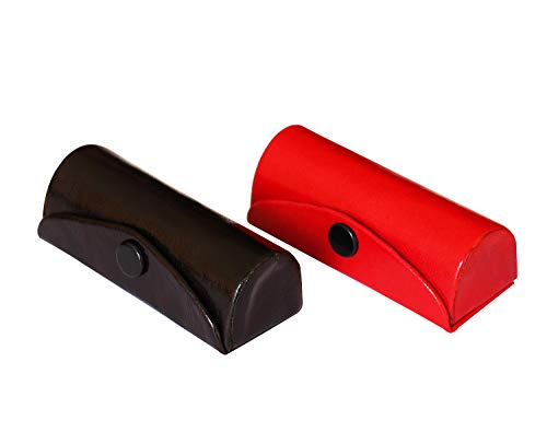 ARTISENIA Mother's Day Gifts Set of 2 Leather Lipstick Case Holder Organizer Bag for Purse lipstick holder Durable Soft Leather | Cosmetic Storage Kit With Mirror (Red & Black)