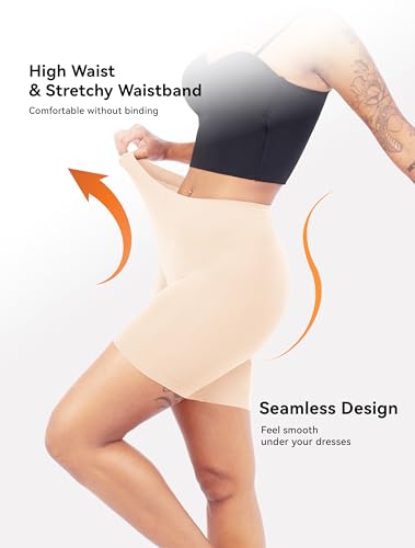 Image of TIICHOO Shorts for Under Dresses Women High Waisted Anti Chafing Seamless Dress Shorts for Women 3 Pack