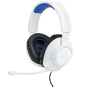 JBL Quantum 100P Console – Gaming Headset for Playstation (White),White/Blue, Medium