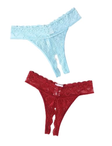 Image of Avidlove Sexy Panties for Women Lace Cheeky Underwear Low Rise T Back Hipster Thong 1-3 Pack