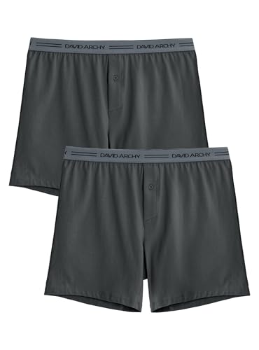 DAVID ARCHY Caleçon Boxeur Hommes sous-vêtements en Coton avec Bouton Pantalons de Nuit Doux et Respirants Lot de 2