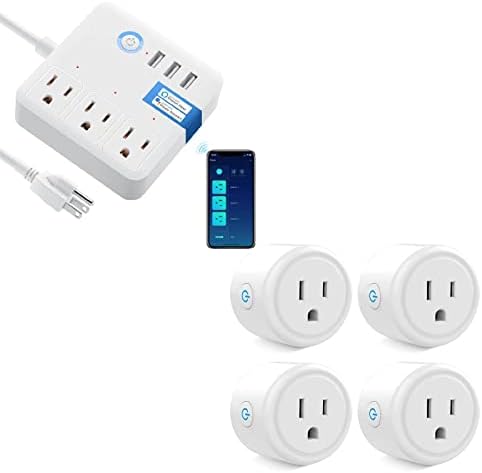Smart Plug Power Strip+Mini Smart Plug, WiFi Socket Compatible with Alexa and Google Home,
