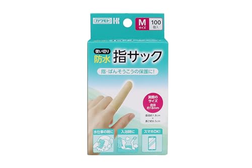 川本産業 防水指サック Mサイズ 100個入