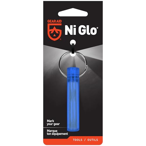 Image of GEAR AID Ni Glo 2 inch UV Rechargeable Glowing Keychain - Multi-Purpose Glow-in-the-Dark Accessory for Camping