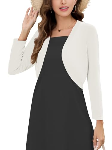 Image of Women's 3 /4 Sleeve Thin Shrugs Lightweight Open Front Cropped Cardigan for Women