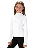 Freebily Maglietta Sportiva da Equitazione Bambina Top Equestre Maniche Lunghe Maglia da Torneo Collo Alto T-Shirt Concorso Camicie da Spettacolo Equestre Bianco 3-4 Anni