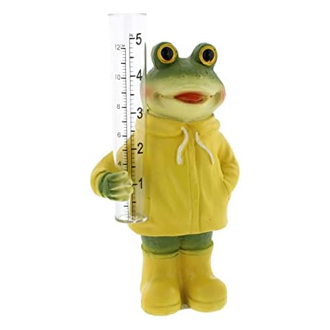 The Bridge Collection Resin Frog in Rain Coat Rain Gauge Cover