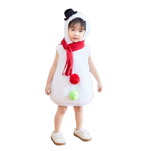 Disfraz de muñeco de nieve sin mangas para niños y niñas, disfraz de muñeco de nieve, disfraz de forro polar, Blanco, 3-4 Años