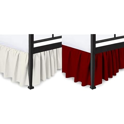 Peace Sleep Bedding - 2 Pcs Ruffled Bed Skirt with Split Corners - Hotel Quality Brushed Microfiber Cover