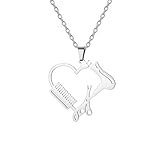 EUEAVAN Parrucchiere Forbice Pettine Asciugacapelli Collana per Le Donne Regolabile Cuore ...