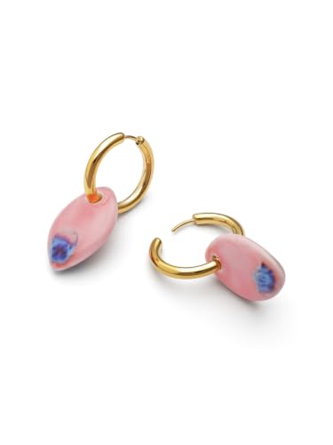 Pendientes Mayari Oro de 18kt con sofisticada cerámica rosa y azul Singularu 3