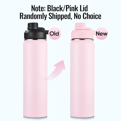 Image of Fijinhom Insulated Water Bottle with Handle, 304 Stainless Steel Water Bottles with Wide Mouth, Double Wall Vacuum Sports Water Bottle, BPA Free, Keep Cold and Hot, 24 Ounces, Pink