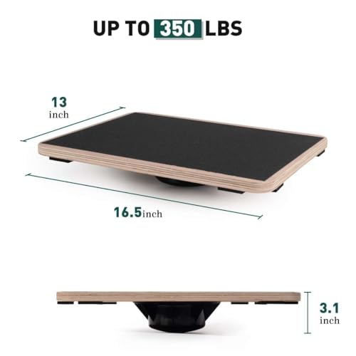 Image of Wooden Wobble Board for Adults - Anti-Slip Balance Board for Stand-Desk Core Strength Therapy