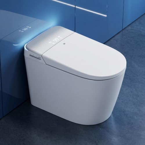 Inodoro inteligente LW con bidet integrado, escudo de espuma, tapa automática, descarga automática, operación con el pie, tanque incorporado, descarga asistida por bomba, asiento calefactado, lavado con agua tibia y secador miniatura 1