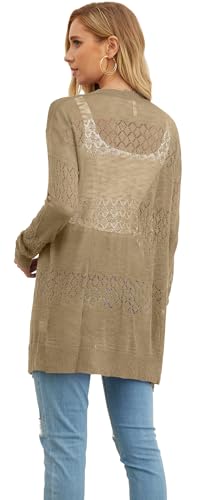 Image of GRECERELLE Lightweight Cardigan Sweaters for Women Crochet Knit Open Front Long Sleeve Loose Casual Boho Summer Beach Coverup