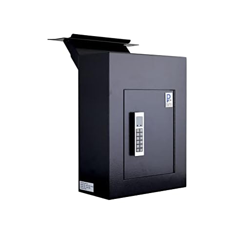 Protex Safe WDC-160E Black Wall/Door Through Heavy Duty Large Drop Box,for Keys, car remotes, Cash, Checks and envelopes, Pre-drilled mounting Holes, with Adjustable Chute,Digital Electronic Lock Cover