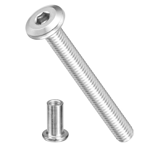 Image of METALLIXITY Crib Screws Replacement Set(M6-1x50mm) 30Pcs, Stainless Steel Connector Bolts M6 Screw Barrel Nuts Binding Screws, for Chair Cabinet Bed, Silver