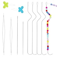 KAMAIKA Perlennadel-Set, 5 Gebogene Perlennadeln, 2 Perlennadeln mit großem Auge, 2 Lange gerade Perlennadelsätze, Gewindegerät, Schmuck Machen, Armbänder und Schmuck Werkzeuge
