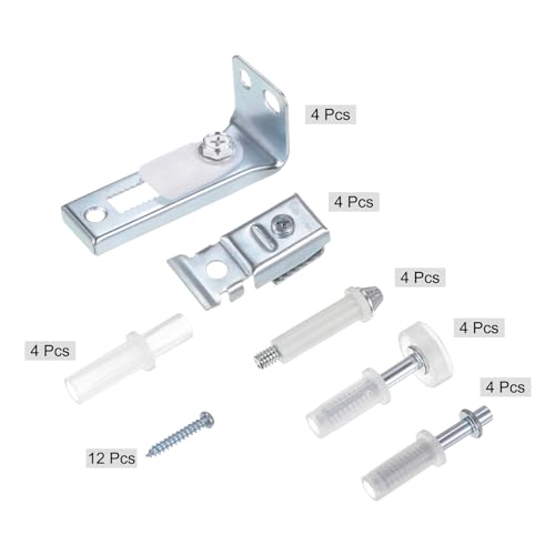 Kit de herrajes para puertas plegables uxcell, 4 unidades, incluye pivotes superior e inferior, soporte y rueda guía para puertas de clóset plegables miniatura 3