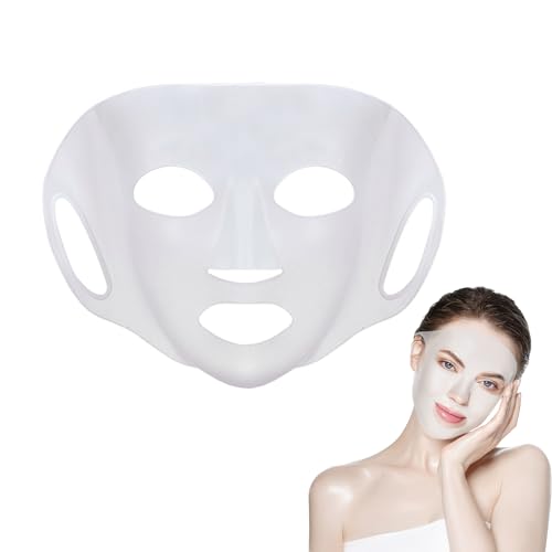 EQLEF 3D Cubierta de máscara, Grande máscara de la Cara Reutilizable mascarilla Silicona mascaras de Silicona mascarilla hidratante de Vapor Facial (Blanco)