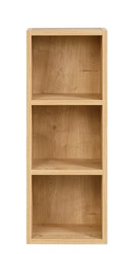 furni24 Bücherregal mit 3 Fächern, Holzregal, Würfelregal, Aufbewahrungsregal, Saphir Eiche, 30x24x80h