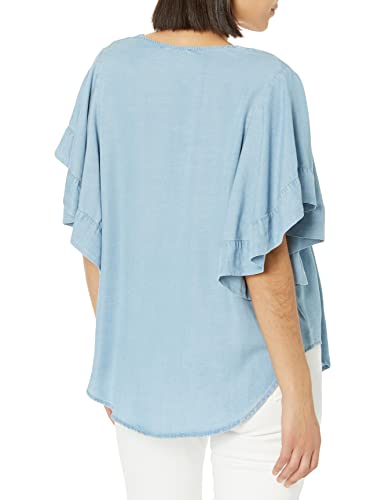Karen Kane Womens Flutter Sleeve Top Blouse, Chambray, X-Small Us #TOP1