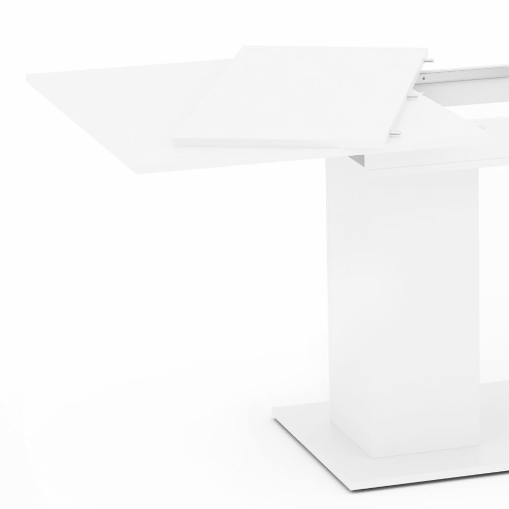 Vicco Tavolo da pranzo allungabile Dix, Bianco, 140-180 x 90 cm | con piano ribaltabile e struttura estensibile