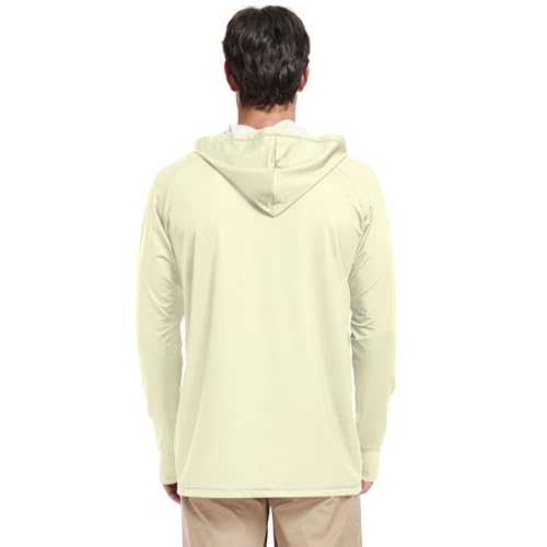 Champagne Yellow Sun Protection Hoodie for Men, Light Hoodie, Cooling Hoodie for Men, Mens Running Hoodie3